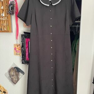 Disturbia Black Buttoned Dress with Peter Pan Collar